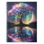 Magischer Baum des Lebens mit Glitzern nachts Notizblock (Vorderseite)
