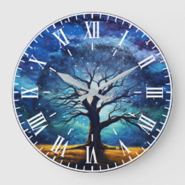 Magischer Baum des Lebens Sternennacht Einzigartig Große Wanduhr