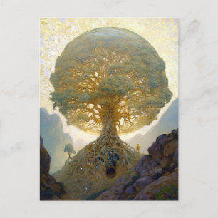 Magischer Baum des Lebens Surreale Natur Kunst Postkarte
