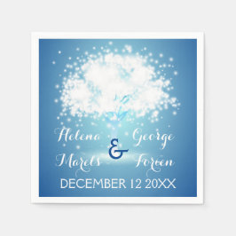 Magischer Baum mit glitzerndem Licht blaue Hochzei Serviette