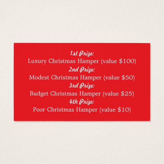 Magischer Baum, Weihnachten Party Raffle Tickets (Rückseite)