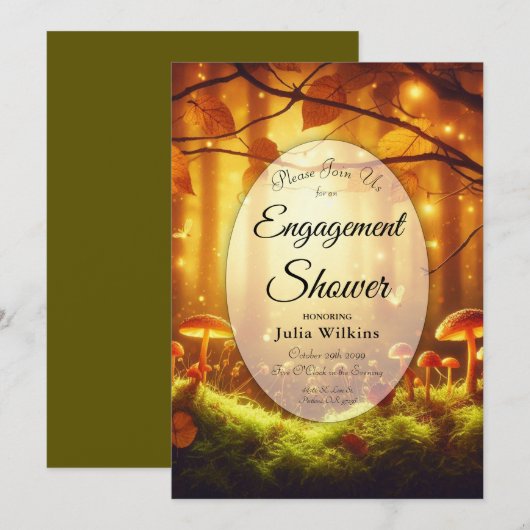 Magischer Bernsteinwald Fairytale Verlobung Dusche Einladung (Vorne/Hinten)