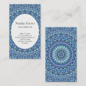 Magischer blauer Blumen-GartenMandala Visitenkarte (Vorne/Hinten)