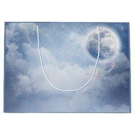 Magischer blauer Himmel mit flatternden Schwänen Große Geschenktüte