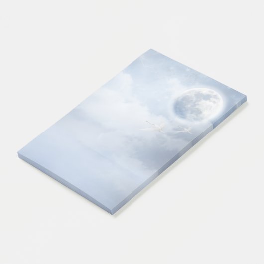 Magischer blauer Himmel mit flatternden Schwänen Post-it Klebezettel (angewinkelt)