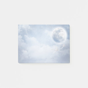 Magischer blauer Himmel mit flatternden Schwänen Post-it Klebezettel