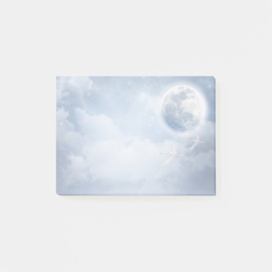 Magischer blauer Himmel mit flatternden Schwänen Post-it Klebezettel (Vorderseite)