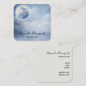 Magischer blauer Himmel mit flatternden Schwänen Quadratische Visitenkarte (Vorne/Hinten)