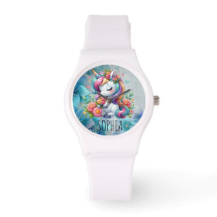 Magischer Blumen Einhorn Trendiger Name Mädchen Ge Armbanduhr