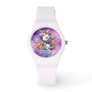 Magischer Blumen Einhorn Trendiger Name Mädchen Ge Armbanduhr