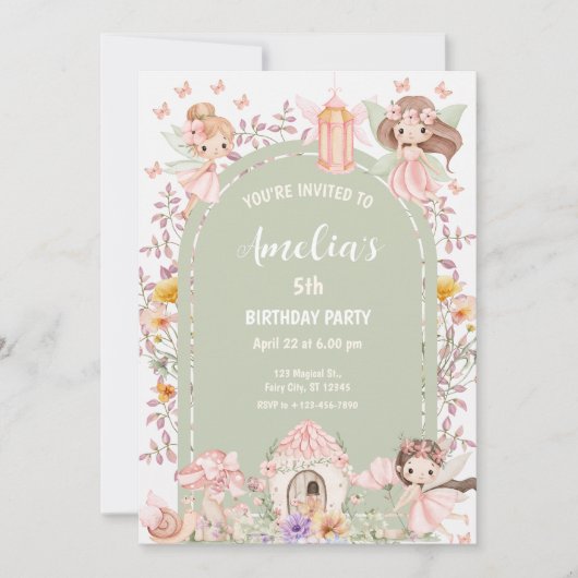 Magischer Boho-Feen-Garten-Wildblume Einladung (Vorderseite)