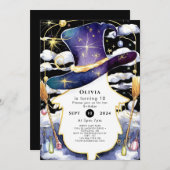 Magischer Broom Fun Wizard Geburtstag Einladung (Vorne/Hinten)