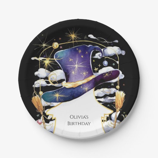 Magischer Broom Fun Wizard Geburtstag Pappteller (Vorderseite)