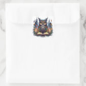 Magischer Bücher-Owl Quadratischer Aufkleber (Tasche)