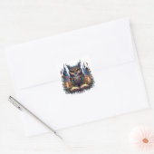 Magischer Bücher-Owl Quadratischer Aufkleber (Umschlag)