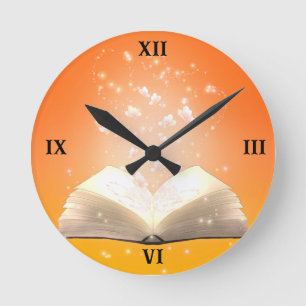 Magischer Bücherliebhaber-Wanduhr Runde Wanduhr