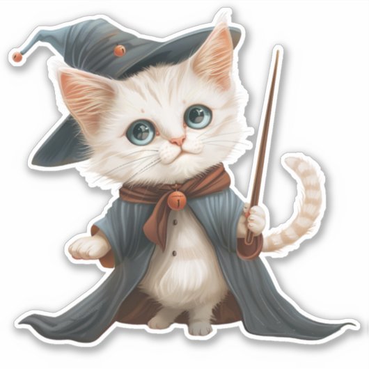 Magischer Cat Wizard/Hexenaufkleber Aufkleber (Vorderseite)