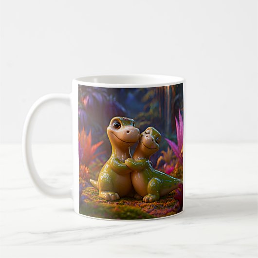 Magischer Dinosaurier-Umarmer im Wald Kaffeetasse (Links)