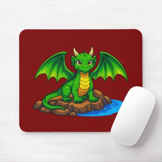 Magischer Drache auf den Felsen Mousepad (Mit Mouse)
