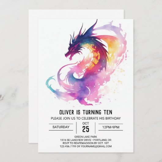 Magischer Drache Tale Birthday Einladung (Vorne/Hinten)