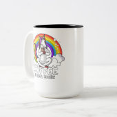 Magischer Einhorn-Kaffee-trinkender Liebhaber Zweifarbige Tasse (Vorderseite Links)