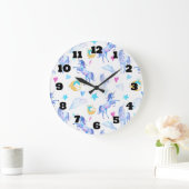 Magischer Einhorn-Muster-Aquarell-Fantasie-Entwurf Große Wanduhr (Zuhause)