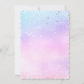 Magischer Einhorn, Regenbogen & Sterne Glitzer Geb Einladung (Rückseite)