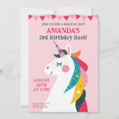 Magischer Einhorngeburtstag Einladung (Vorderseite)