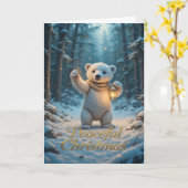 Magischer Eisbär mit Laterne gemütlicher Winter Karte (Gelbe Blume)