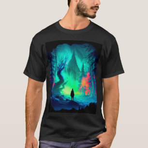 Magischer Eiswald mit Aurora Borealis im Bogen T-Shirt