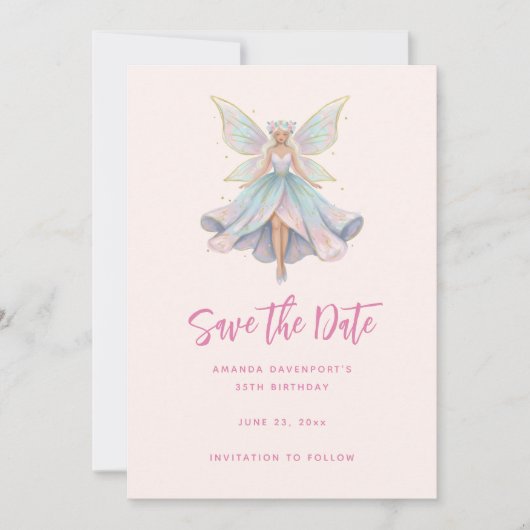 Magischer Engel Feen Pastellfarben Save The Date (Vorderseite)
