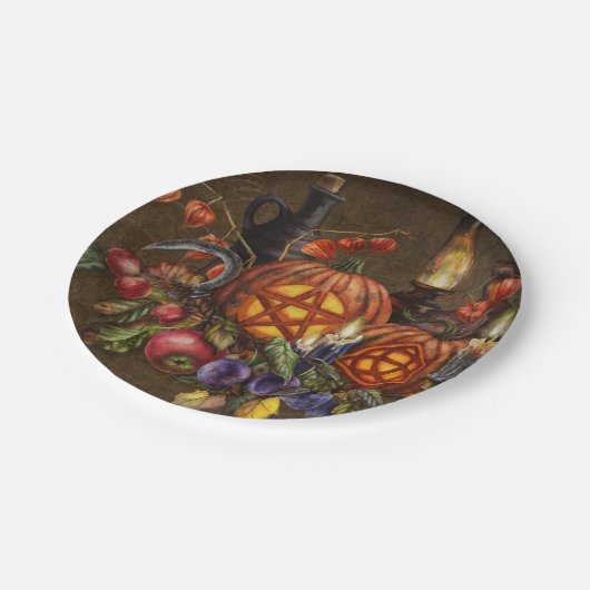 Magischer Erntedank Pappteller (Schrägansicht)