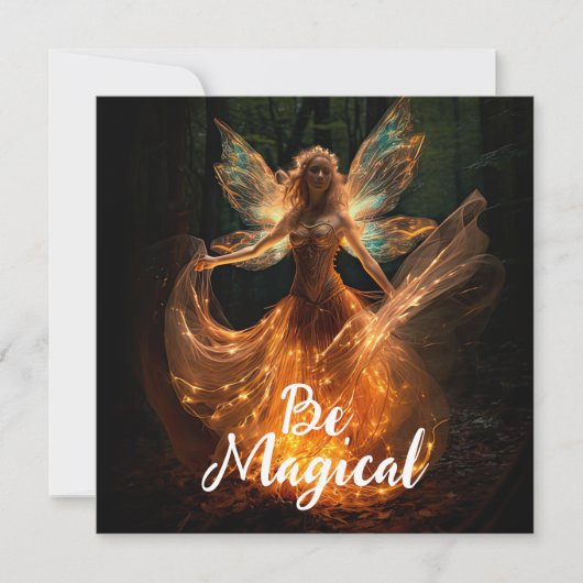 Magischer Fairy Angel mit Flügeln in Forest Pixie Einladung (Vorderseite)
