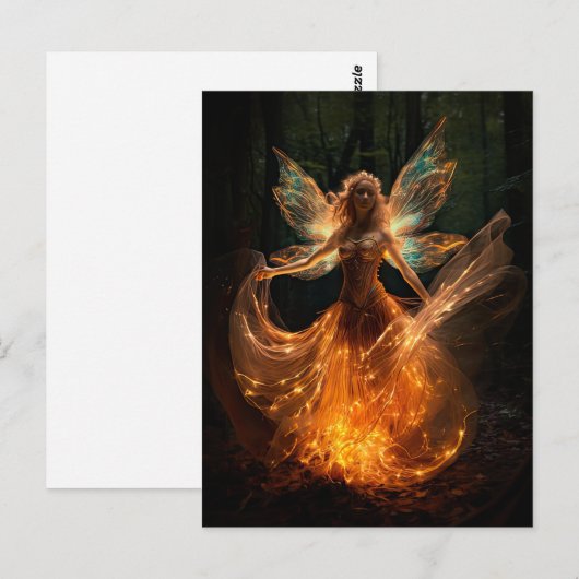 Magischer Fairy Angel mit Flügeln in Forest Pixie Postkarte (Vorne/Hinten)