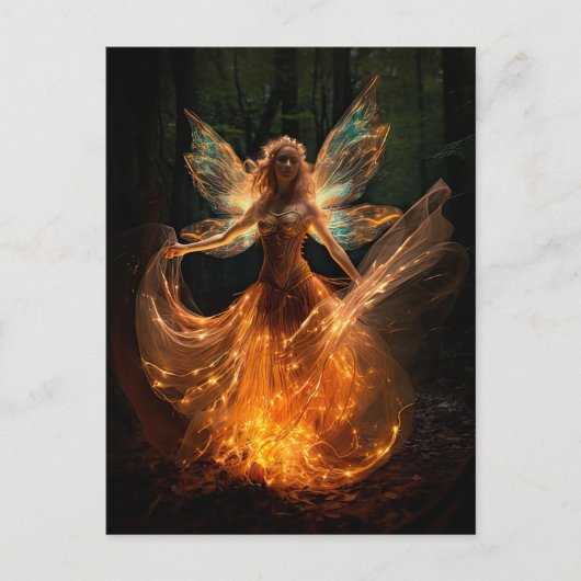 Magischer Fairy Angel mit Flügeln in Forest Pixie Postkarte (Vorderseite)