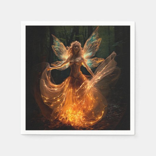 Magischer Fairy Angel mit Flügeln in Forest Pixie Serviette (Vorderseite)