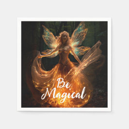 Magischer Fairy Angel mit Flügeln in Forest Pixie Serviette