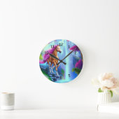 Magischer Fairy Horse Wasserfall Runde Wanduhr (Zuhause)