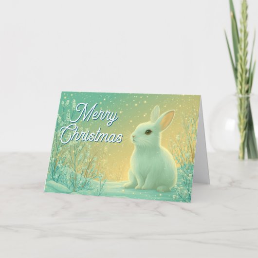 Magischer Fantasy-Winter-Hase Frohe Weihnachten (Vorderseite)