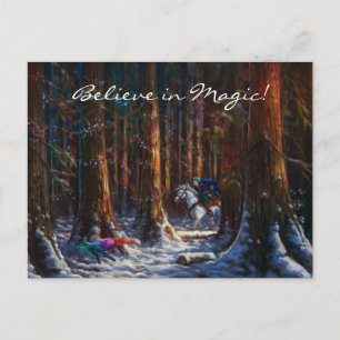 Magischer Fantasy-Winterwald und Magischer Fuchs Postkarte