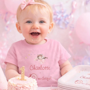 Magischer Feen Ein-dervoller Rosa Mädchen 1. Gebur Baby T-shirt