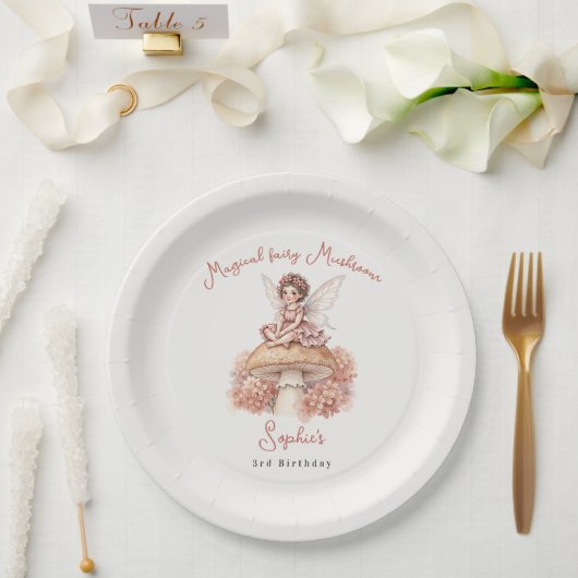 Magischer Feenpilz 3. Geburtstag Pappteller (Hochzeit)
