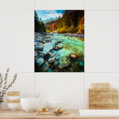 Magischer Fluss im Herbstwald Poster (Küche)