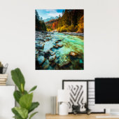 Magischer Fluss im Herbstwald Poster (Heimbüro)