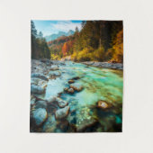Magischer Fluss im Herbstwald Wandteppich (Vorderseite)