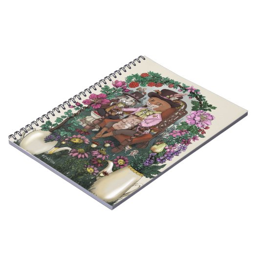 Magischer Fox Mad Hatter Alice im Wunderland Kunst Notizblock (Linke Seite)