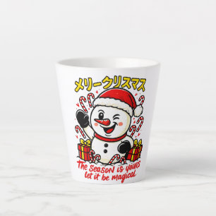 Magischer Frohe Weihnachten Schneemann Latte Tasse