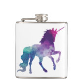 Magischer funkelnd tänzelnder Unicorn Flachmann (Vorderseite)