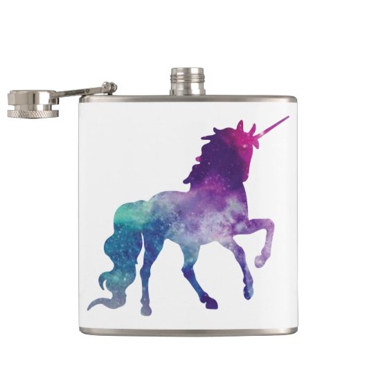 Magischer funkelnd tänzelnder Unicorn Flachmann (Geöffnet)