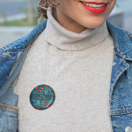 Magischer Garten - aquamarin und rot Button